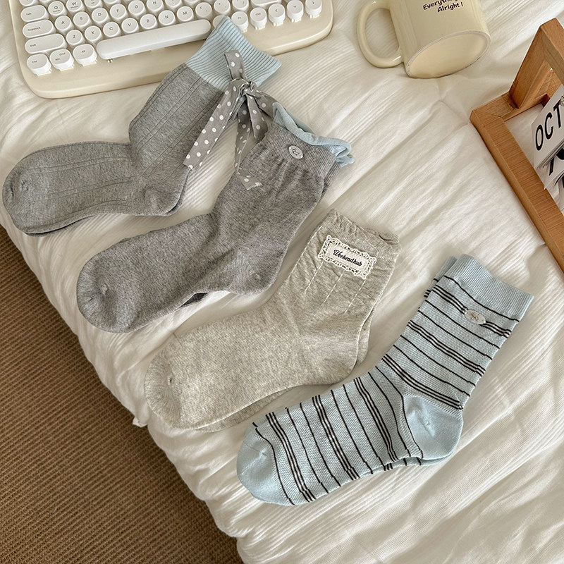 Женские носки-тюбики Nut mommy bow socks незаменимы весной, осенью и летом...