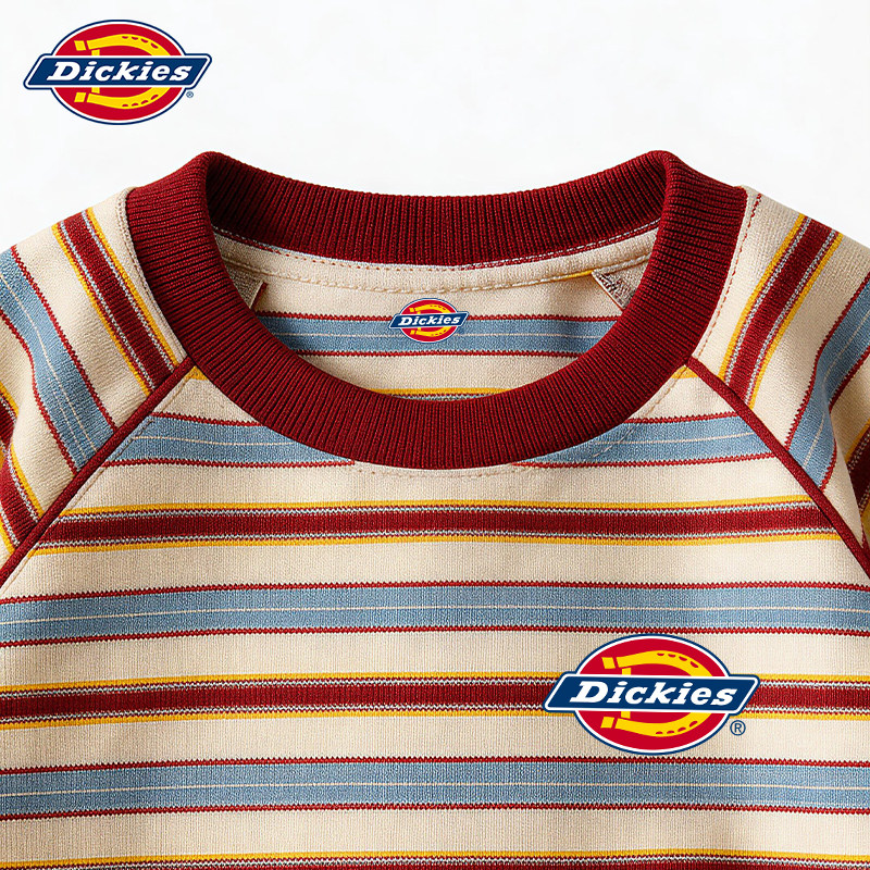Футболка Dickies для мальчиков с короткими рукавами, футболка для девочек с короткими рукавами для мальчиков, хлопковая детская одежда в красную полоску, детская одежда для больших детей
