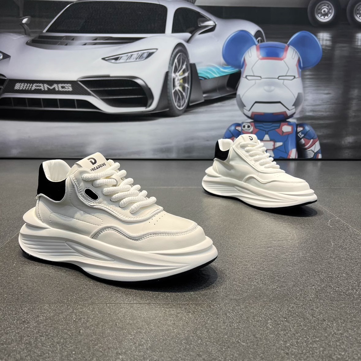 Гонконг ITMY3/ новинка осени 2025 года; мужская повседневная обувь для папы; обувь на каблуке; белые туфли из сетчатого материала; спортивная модная обувь