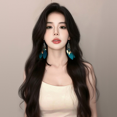 taobao agent 假发女长发自然无痕中分仿真发全头套氛围感卷发慵懒大波浪假发套