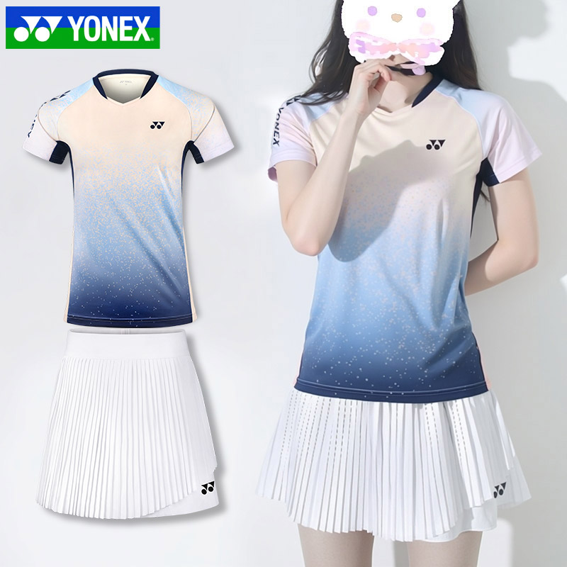 YONEX женская спортивная форма для бадминтона Yonex, короткая юбка, быстросохнущий костюм yy, топ с короткими рукавами, звездное небо 210374