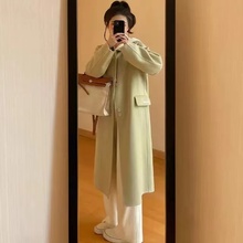 Advanced Light Green Double sided Cashmere Coat for Women's Spring and Autumn 2024 New Edition