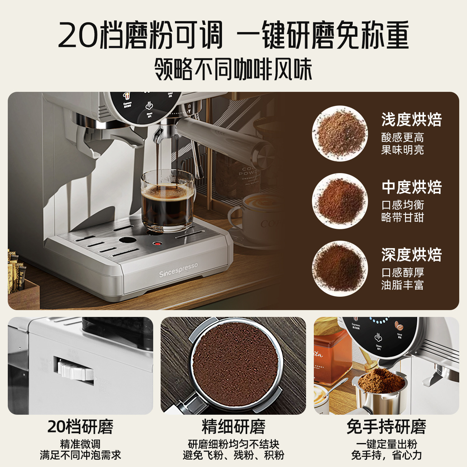 Встроенная итальянская бытовая кофемашина двойного помола Sincespresso для приготовления горячей и холодной кофе двойного отжима небольшого размера