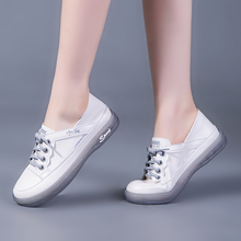 Little White Shoes Women's 2024 New Women's Shoes Casual Genuine Leather Cowhide Shoes Large Soft Sole Women's Cow Tendons Summer Breathable