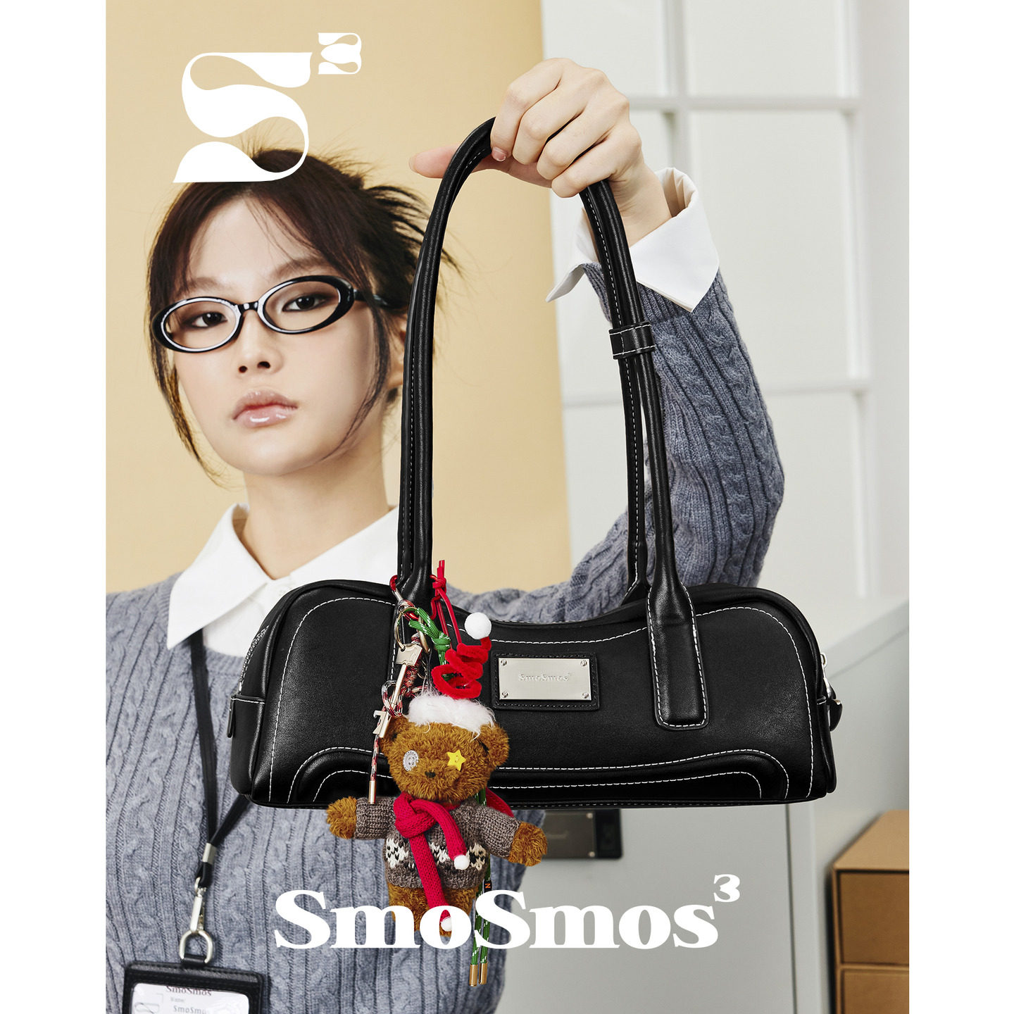 SmoSmos【Боксерский мешок 2.0】 Нишевый оригинальный дизайн, женская кожаная сумка-багет для подмышек, портативная сумка через плечо