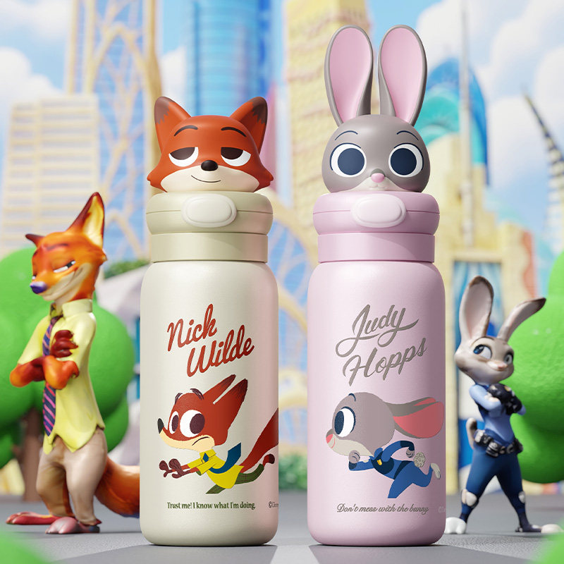Кукла из серии Disney с эластичной крышкой-термосом, милая студенческая бутылка для воды высокого качества, двойная чашка для воды с питьевой соломинкой
