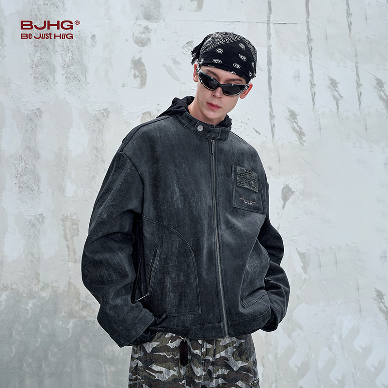 BJHG бесшабашная куртка с хлопковой подкладкой в стиле ретро, мужская осенне-зимняя куртка, американский уличный хулиган, красивая повседневная куртка с хлопковой подкладкой