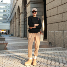 COLINWANG - 'Peaceful Harbor' Healing Young German Yangzi Ultra fine Wool Knitted Sanitary Pants Casual Pants