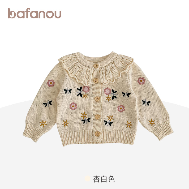 Bafanou/ одежда для маленьких девочек, вязаный кардиган, новый свитер, корейская детская куртка из чистого хлопка, милый западный стиль, модный
