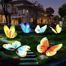 Simulated luminous butterfly sculpture, outdoor countryside flowers, gardens, villas, courtyard landscape ornaments, lawn decorations, and ornaments