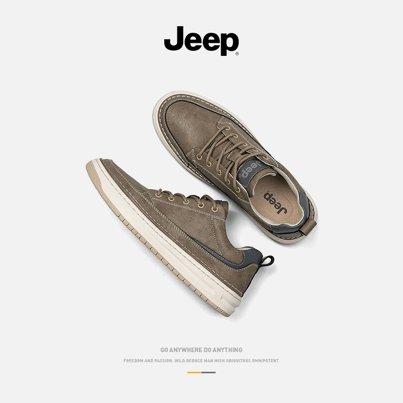 мужская обувь jeep Jeep; новинка 2025 года; сезон весна-осень; мужская кожаная обувь в британском стиле; спортивные кроссовки; универсальная летняя повседневная обувь