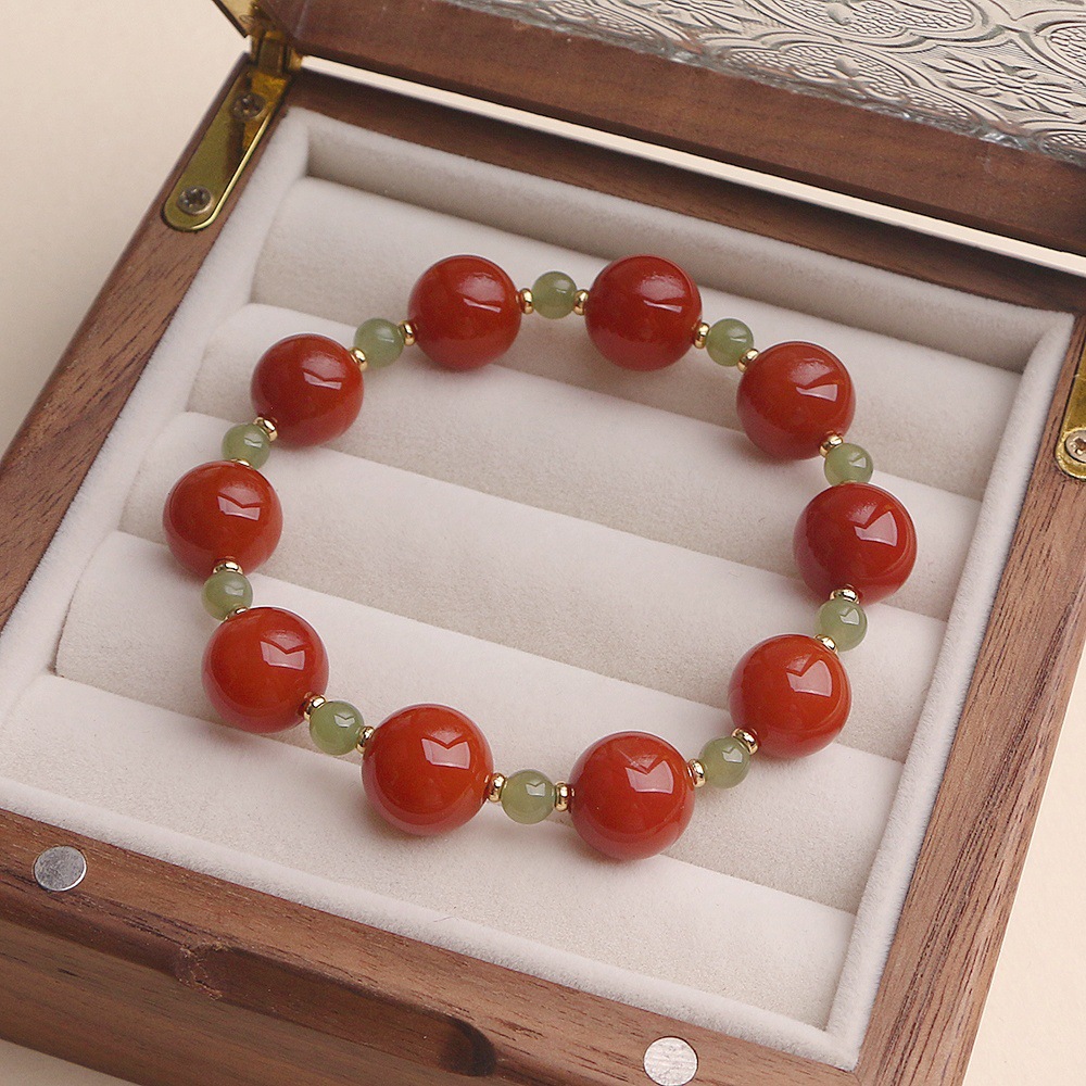 Легкий роскошный браслет из натурального южного красного агата толщиной 12 мм и Тяньюй, женские бусы, браслет из бисера в нишевом стиле, элитные ювелирные изделия