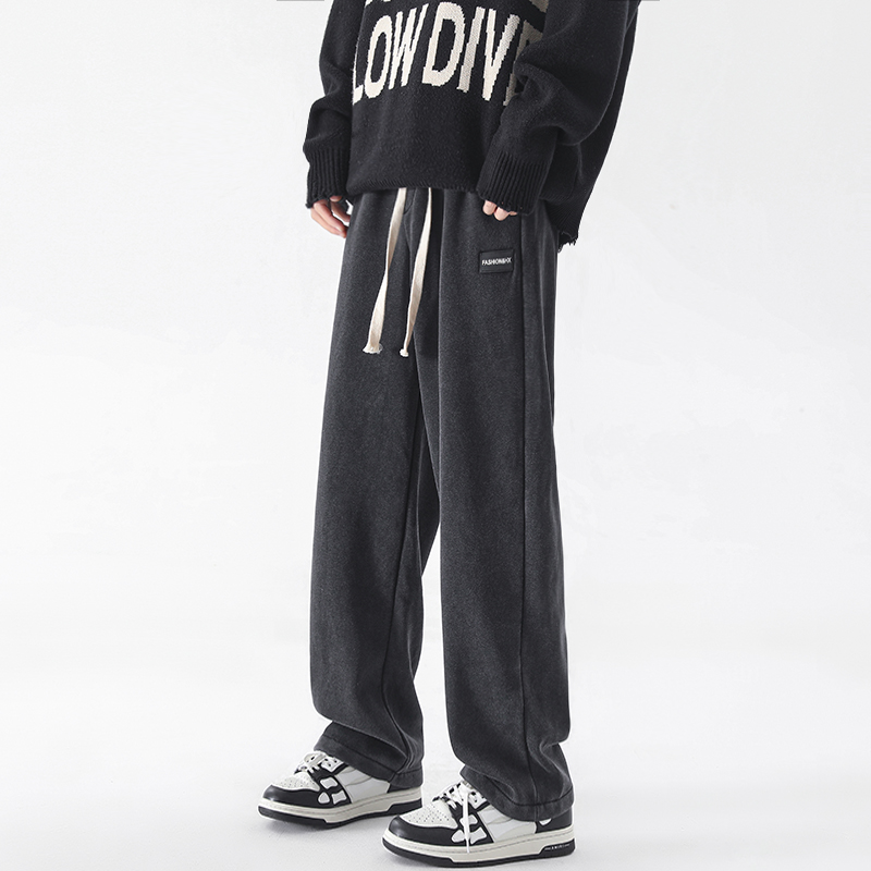 Спортивные брюки HuiTouLv, мужские осенне-зимние повседневные спортивные брюки бренда tide, прямые свободные брюки из бархата большого размера с драпировкой