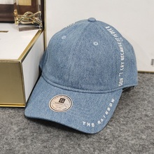 Versatile duck tongue hat, soft top, washed denim, distressed hip-hop