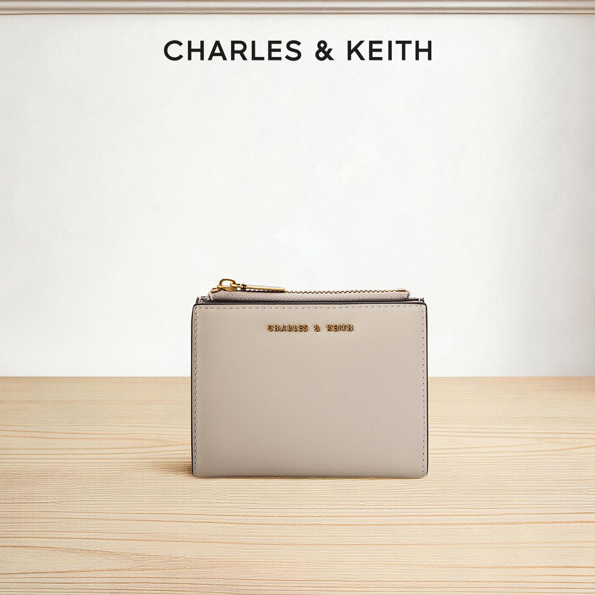 [Подарки на середину осени] CHARLES&KEITH Simple Card Case CK6-10680907 Осенний короткий кошелек для монет на молнии