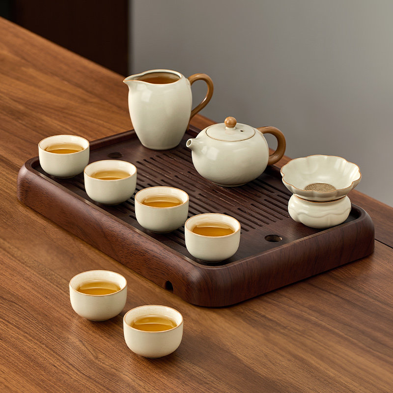 Чайный сервиз Wenbai Kung Fu 2025 new Ru Kiln tea set набор чайных чашек бытовой высококачественный чайный сервиз с чайным подносом
