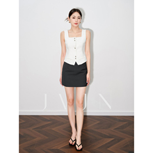 JVJN Grey High Waist Slim Fit Suit Short Skirt Women's 2024 Summer New Slimming Versatile Wrapped Hip Half Skirt