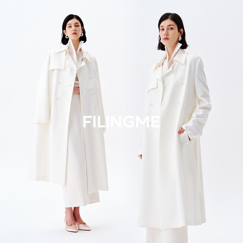 FILINGME FILINGME весна и осень, новый стиль, американская импортная ацетатная классическая двубортная ацетатная ветровка, женская