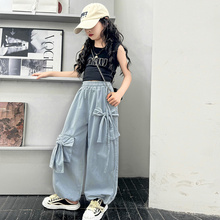 Girls' Spring/Summer Short sleeved Casual Pants Sweet Cool Set 2024 New Fashionable Big Kids Pop Street Children's Tide