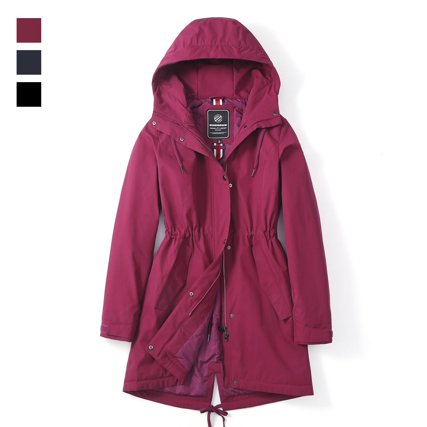 Оригинальная водонепроницаемая ветровка средней длины с поясом в виде рыбьего хвоста, куртка на хлопчатобумажной подкладке, ветрозащитная стеганая тонкая куртка, осенне-зимняя одежда, женская одежда больших размеров