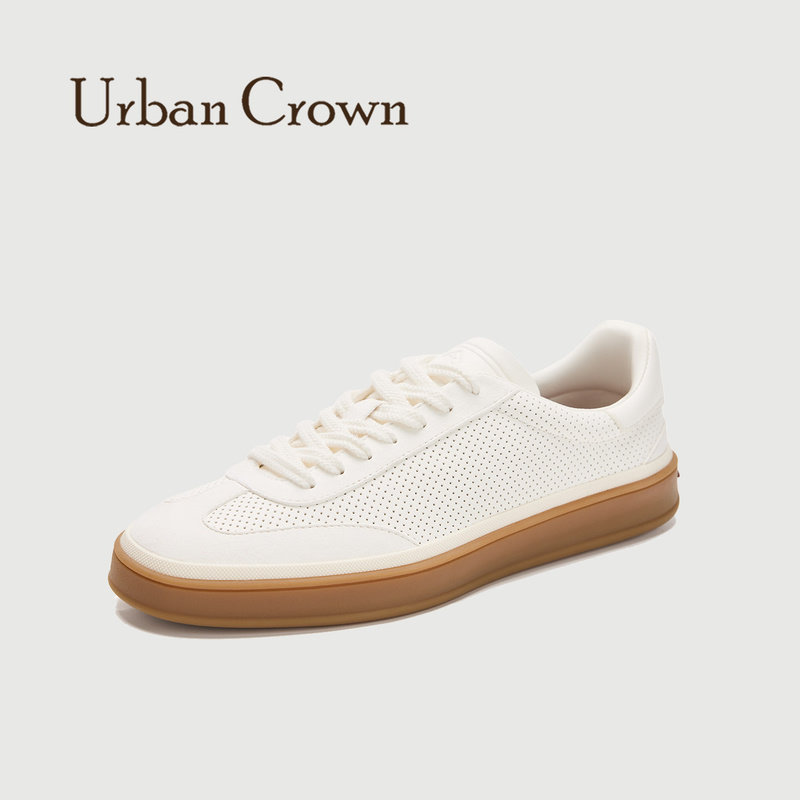 [Перфорированные и дышащие] немецкие кроссовки Urban Crown, мужская обувь lp, кожаные белые туфли, летние кроссовки в стиле old money