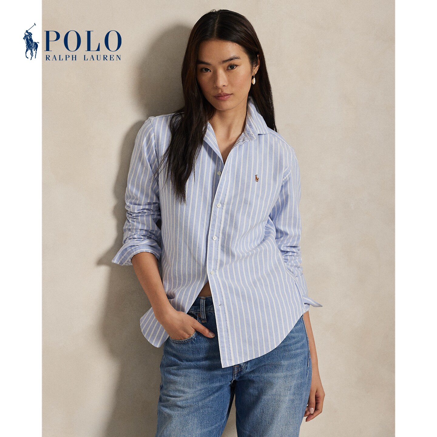 Ralph Lauren/Женская классическая рубашка из хлопчатобумажной ткани Оксфорд от Ralph Lauren RL24234