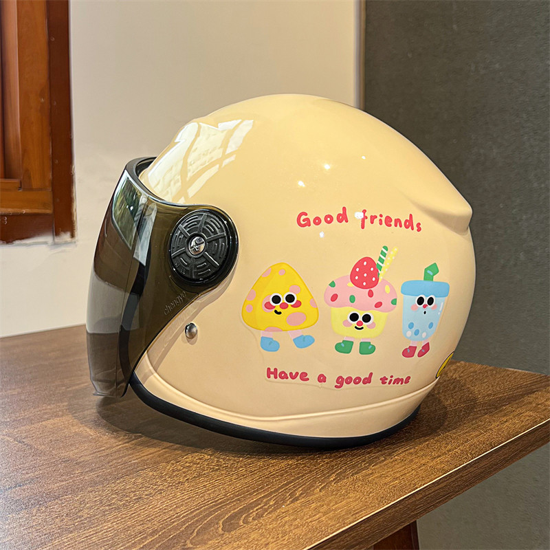 3C certified children's helmet, autumn and winter style, electric vehicle safety helmet, cute cartoon style, women's electric bicycle, warm and slippery, full coverage.
