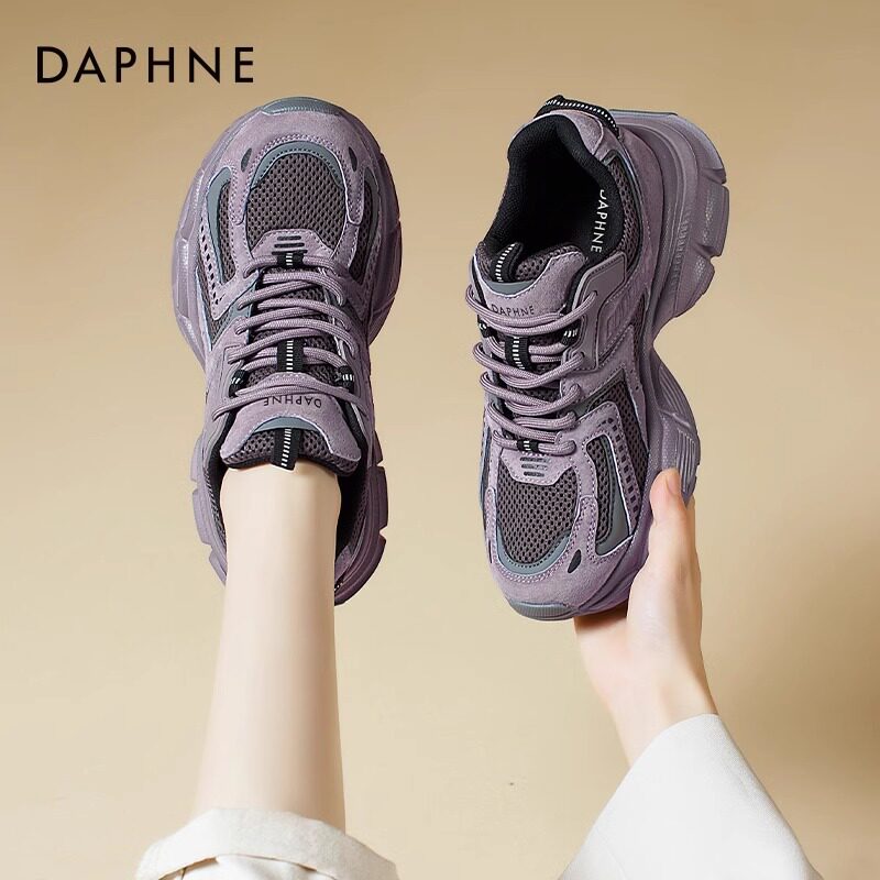 Женская обувь для папы на толстой подошве Daphne, коллекция 2025 года, модный летний стиль, фиолетовая дышащая спортивная обувь из сетчатого материала, женская обувь
