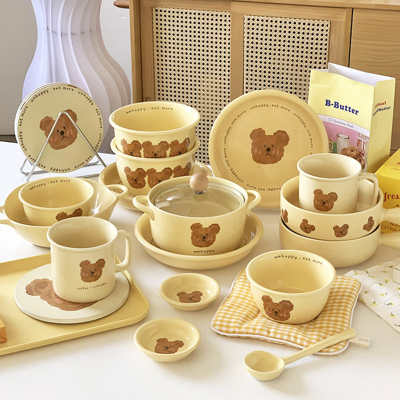 набор скандинавской посуды emo bear ins tableware рисовая миска ins wind тарелка ins wind набор посуды ins wind
