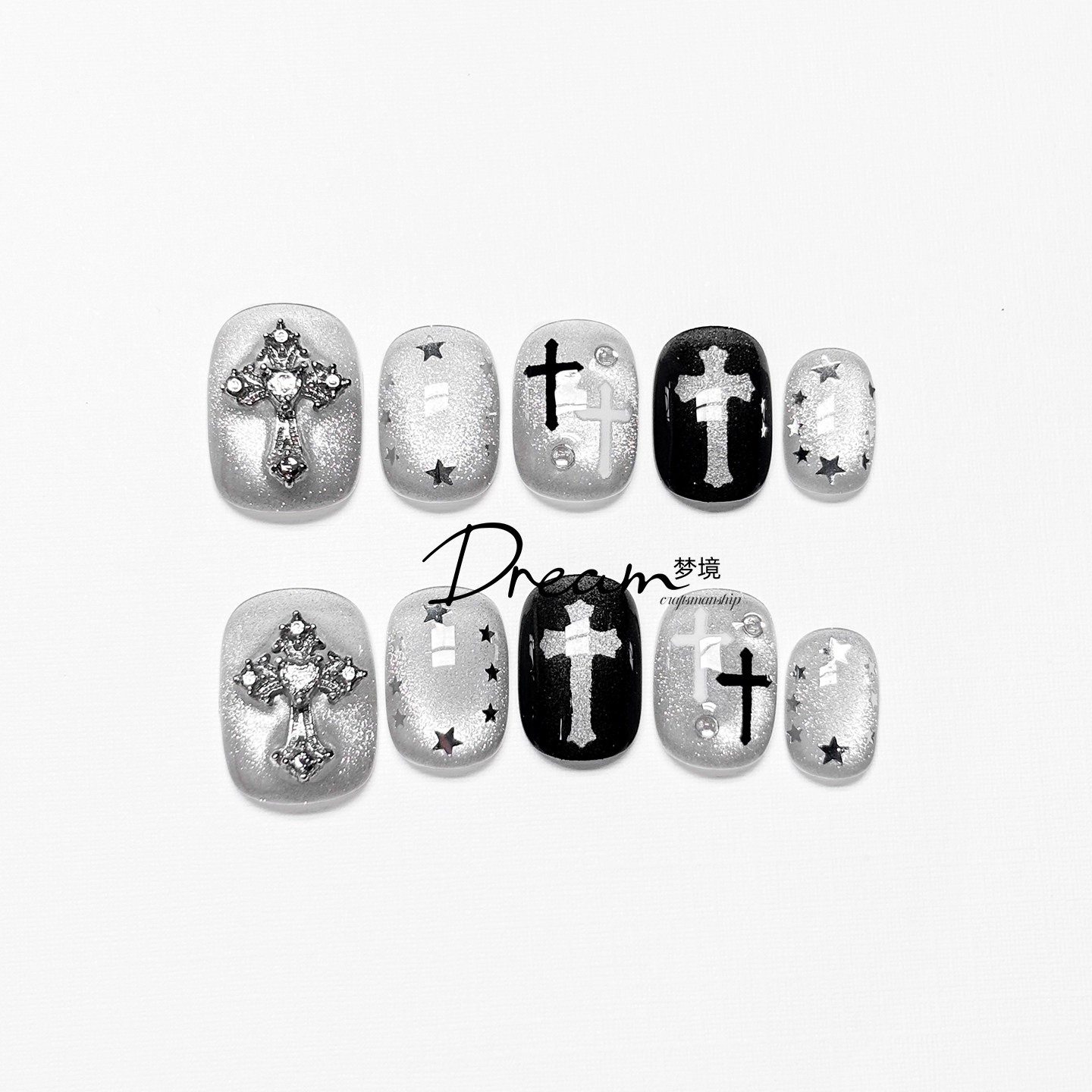 ЛАК для ногтей ручной работы DREAM Astral cross short high-end sense of white cat's eye nail art накладной лак для ногтей