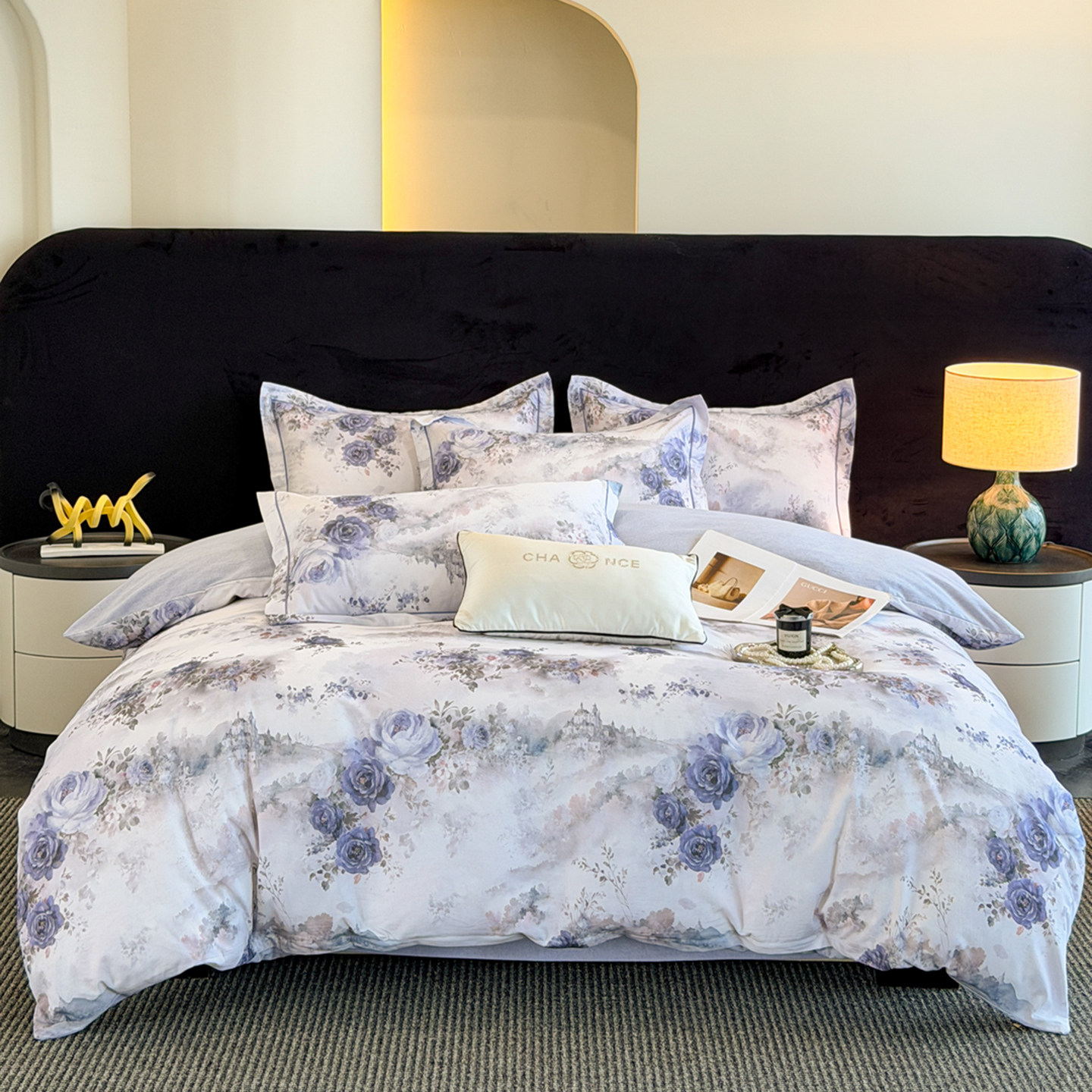 Mercury home textiles Класс А, хлопковые утепленные матовые осенние и зимние модели, 4 комплекта из четырех предметов из чистого хлопка с принтом в пасторальном стиле, на которых можно спать голышом.