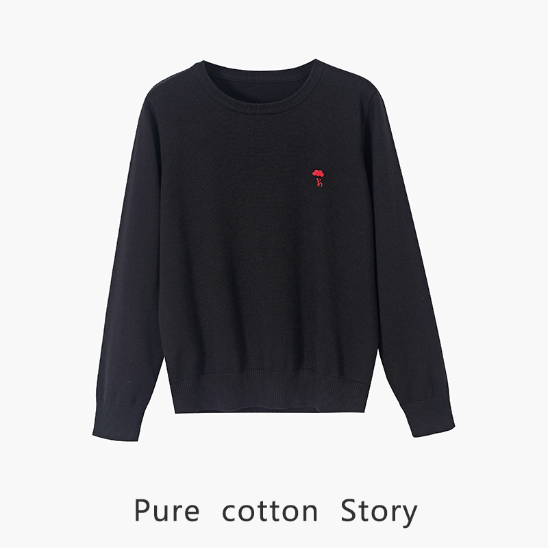 Корпусные товары!тонкий свитер из 100% хлопка с длинными рукавами и 14-игольчатым ворсом, женский вязаный свитер с круглым вырезом, нижняя рубашка на весну и осень