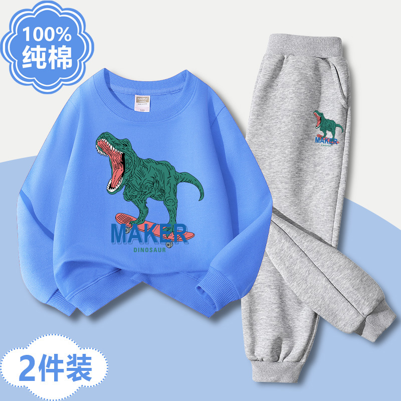 Осенние костюмы для мальчиков, новинка 2025 года, одежда для ранней осени, детские спортивные костюмы, модные и красивые осенние динозавры