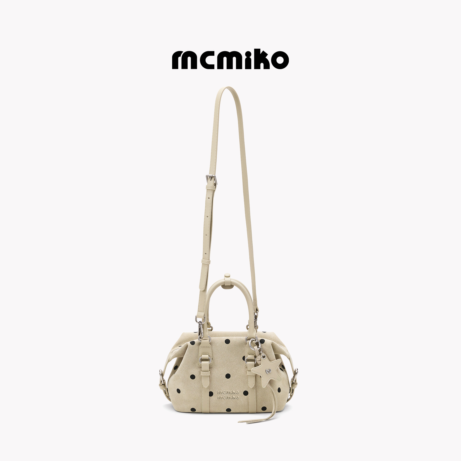 Mcmiko [В горошек*Бостон] Оригинальная маленькая сумка из замши в горошек, портативная маленькая сумка-мессенджер для поездок на работу