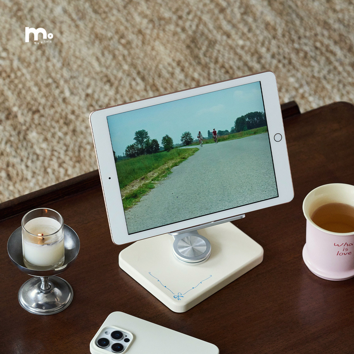 Деревянная подставка для планшета кремового цвета Moyu, вращающаяся на 360 ° подставка для чтения планшета, креативная настольная подставка для мобильного телефона