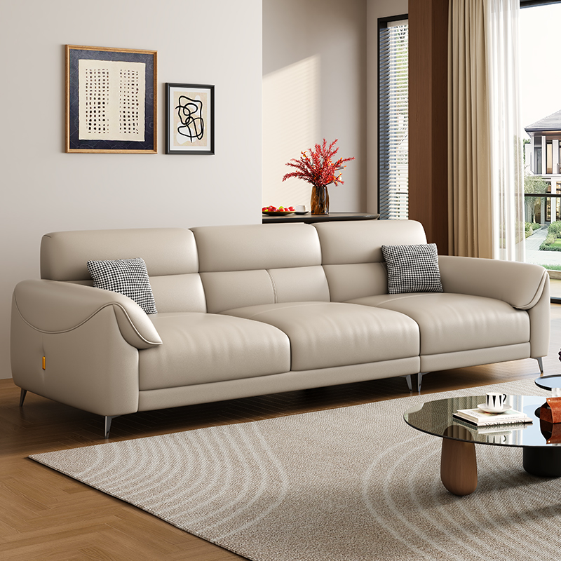 Creative minimalist leather sofa modern simple small apartment living room 2025 new top layer cowhide art sofa