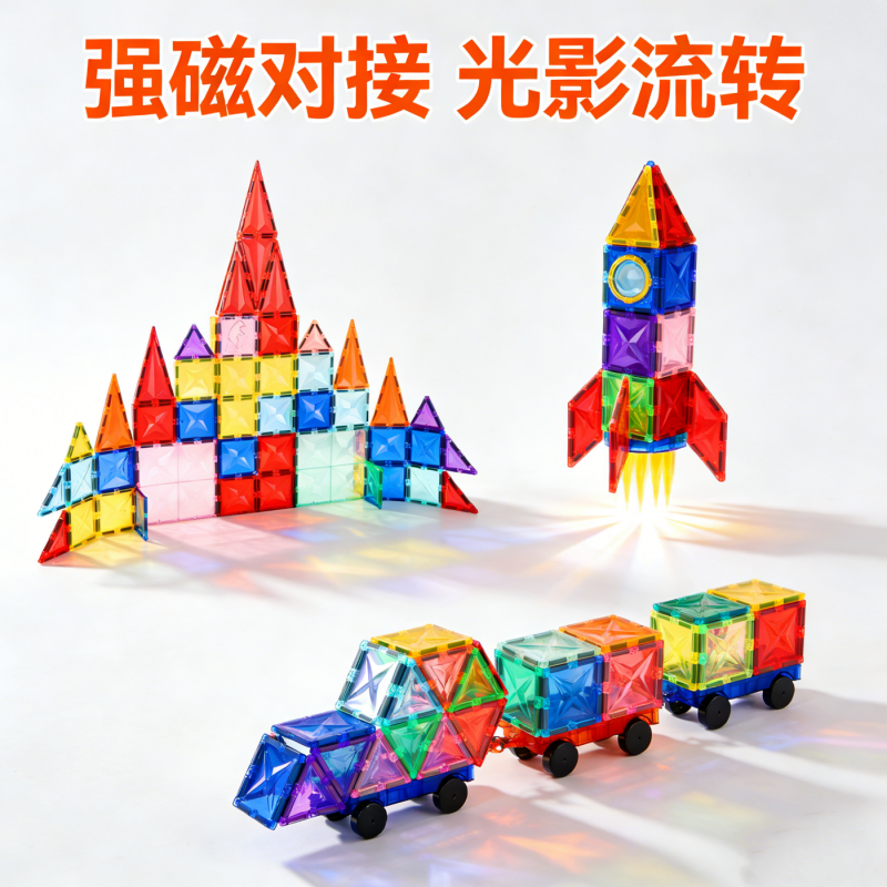 Color window magnetic tile children's puzzle toy magnet puzzle track magnetic sticker boys and girls strong magnetic assembly building blocks