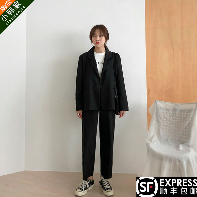 2025 весенне-осенний новый повседневный маленький костюм, женский корейский вариант свободного маленького официального костюма для собеседования, костюм-двойка