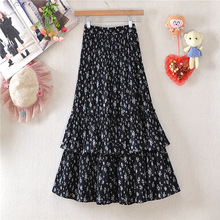 Women's long floral chiffon cake dress