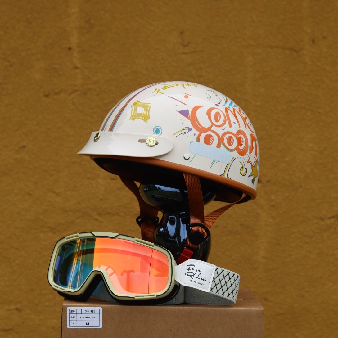 EVO Retro Half-Helmet Cartoon Graffiti Motorcycle CCC...