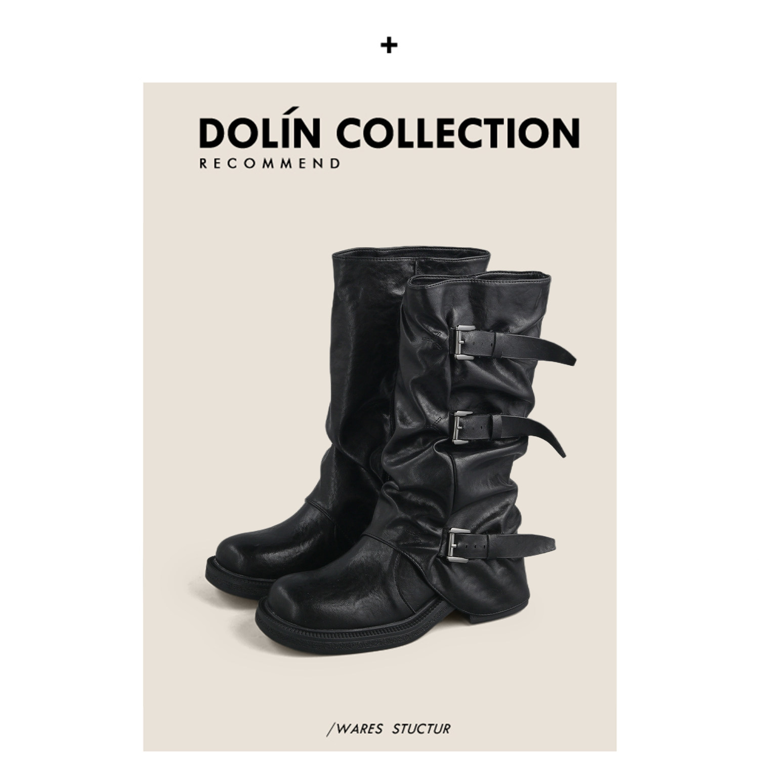 Джинсовые сапоги в западном стиле из коллекции Dolin collection-M с пряжкой на ремне; классные женские черные брюки; сапоги до середины бедра; размер 40
