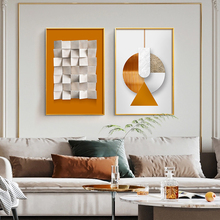 家居装饰 八年老店 家居装饰现代简约抽象画客厅橙色画3D立体图案挂画沙发背景墙极简壁画