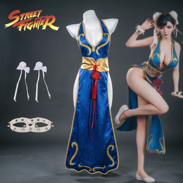 Новый костюм уличного бойца Chunli cos, сексуальный костюм льва чонсам, косплей, аниме, костюм на Хэллоуин