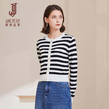 Western style small fragrant style knitted sweater for women's spring wear 2023 new black and white stripes