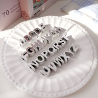 Acrylic electroplated silver large hole English letter beads beads mobile phone chain diy material handmade jewelry accessories