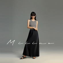 Miiiine_ Imported Series High Density Luxury Satin Acetic Acid Cool Feel Elastic Waist Versatile Acetic Acid Long Skirt