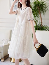 MONKOLCINLY Summer New Fashion and Elegant Elegant High end Design for Women Commuting in a Slim Dress