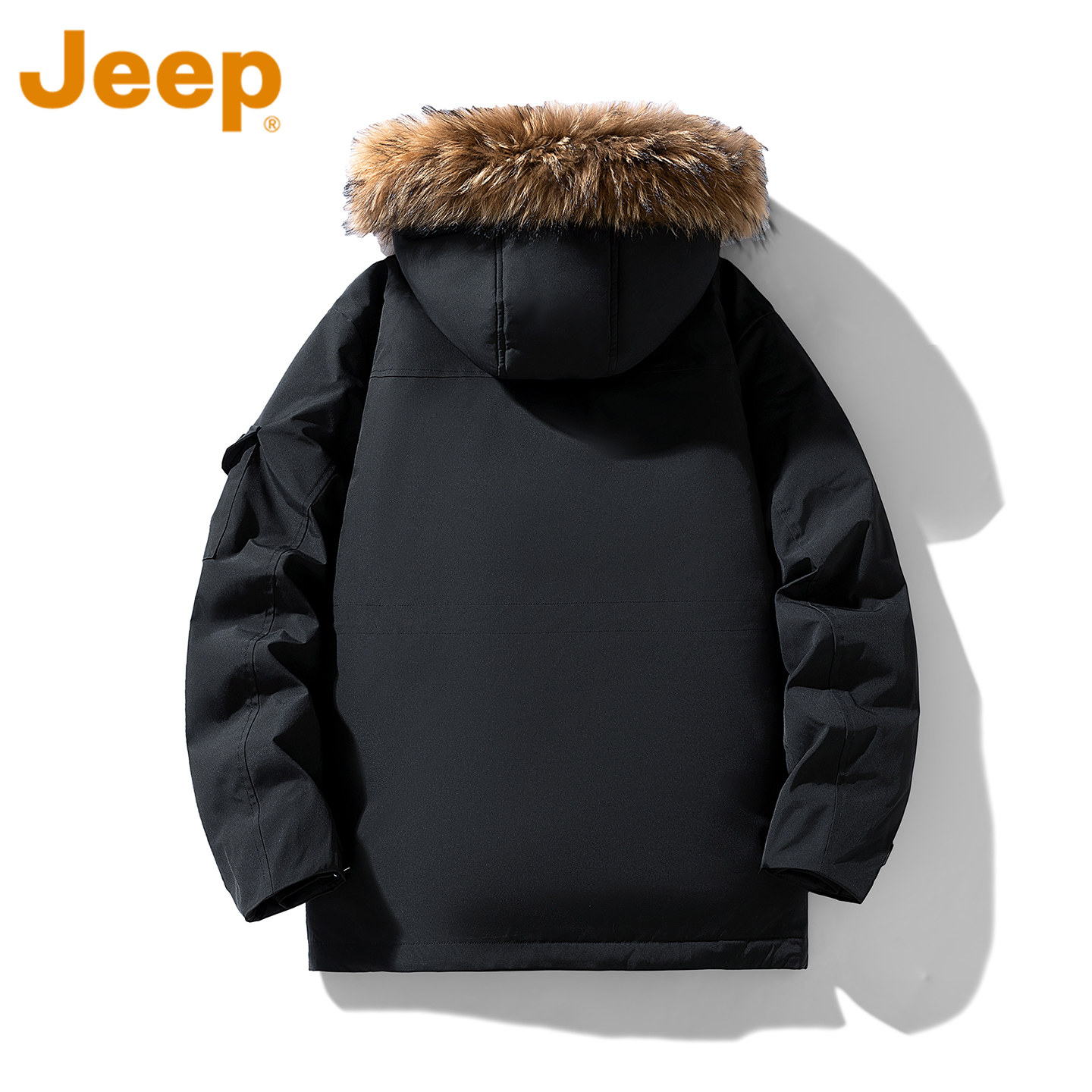 пуховик jeep Jeep с капюшоном, мужская осенняя утолщенная теплая куртка на белом утином пуху, большой меховой воротник, открытый чехол