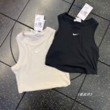 Nike Женский летний жилет для бега с вышитым логотипом Nike, дышащая короткая футболка без рукавов с резьбой, топ FB8280