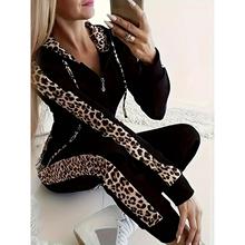 Cross border European and American women's leopard print hoo